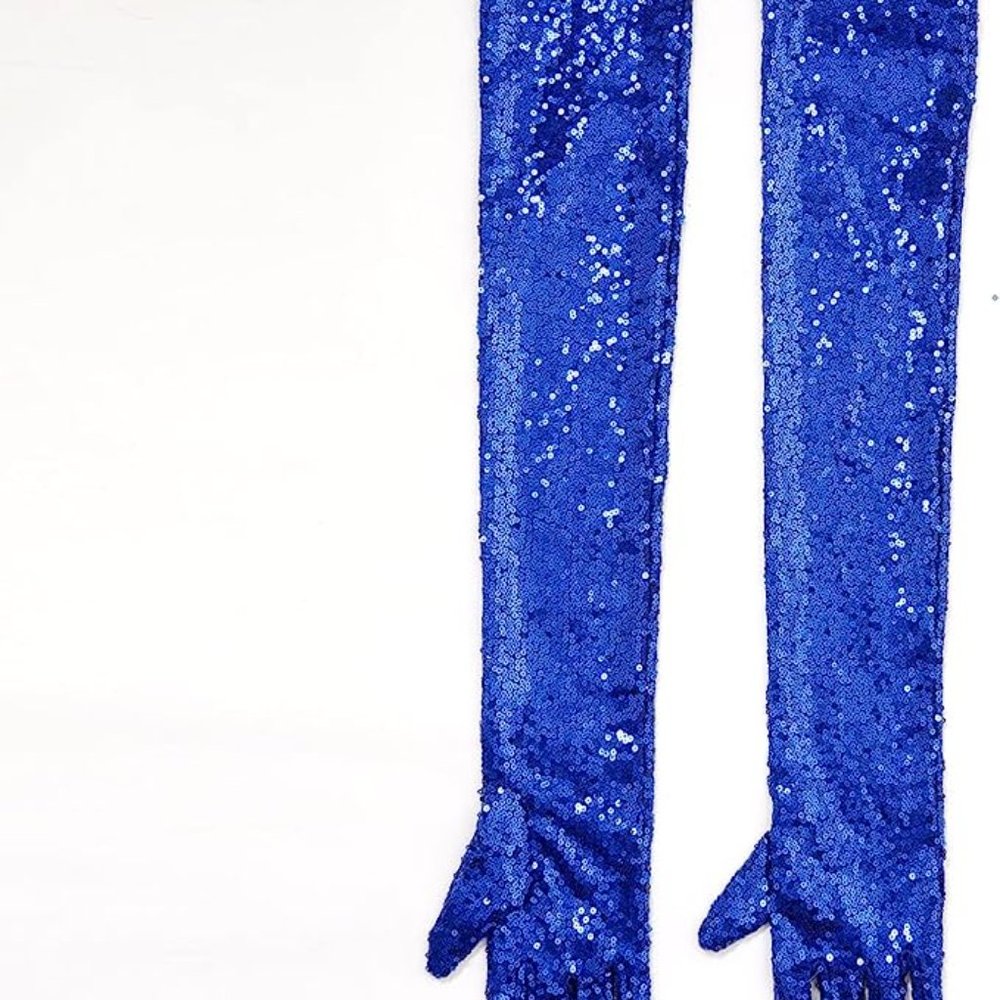 The Kaylonn Blue Sequin Opera Glove - Picture 4 of 5
